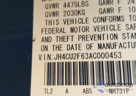 2010 Acura Tsx из США, поврежденный, VIN JH4CU2F63AC000045